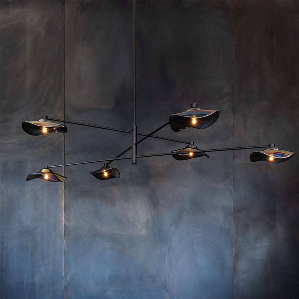 Multicolor Glass Bulbs As Focal Point Black Metal Branch Pendant Light